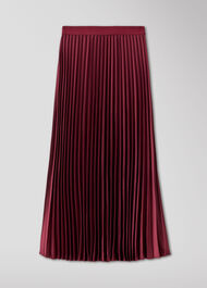 Satin Pleated Midi Skirt