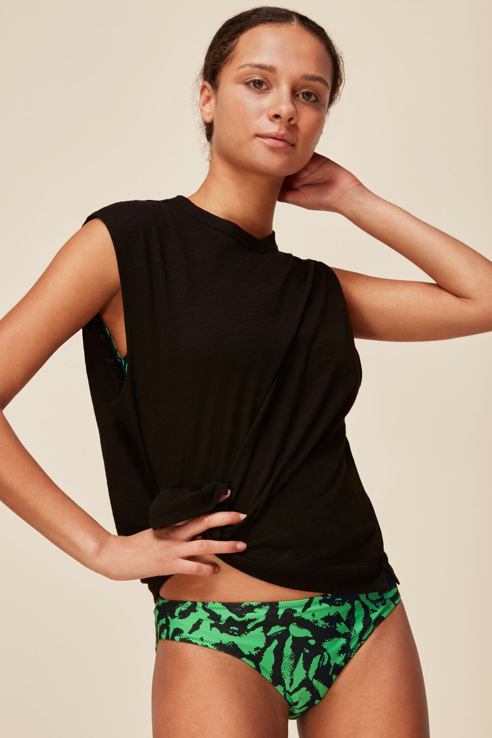 Green Tiger Animal Bikini Bottom