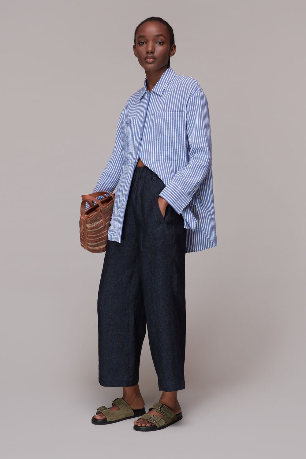 Navy Linen Indigo Pants&nbsp;