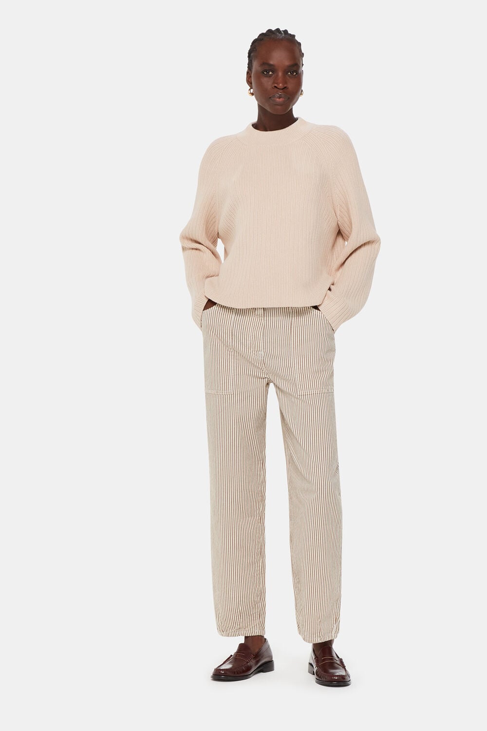 Brown Tessa Stripe Casual Trouser