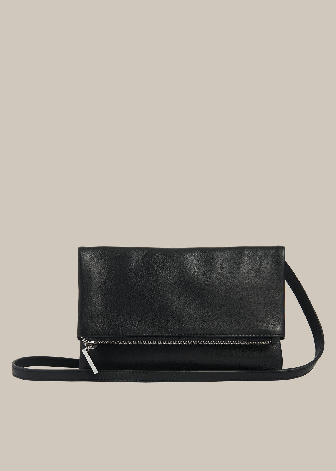 Black Issy Mini Foldover Bag | WHISTLES | Whistles UK