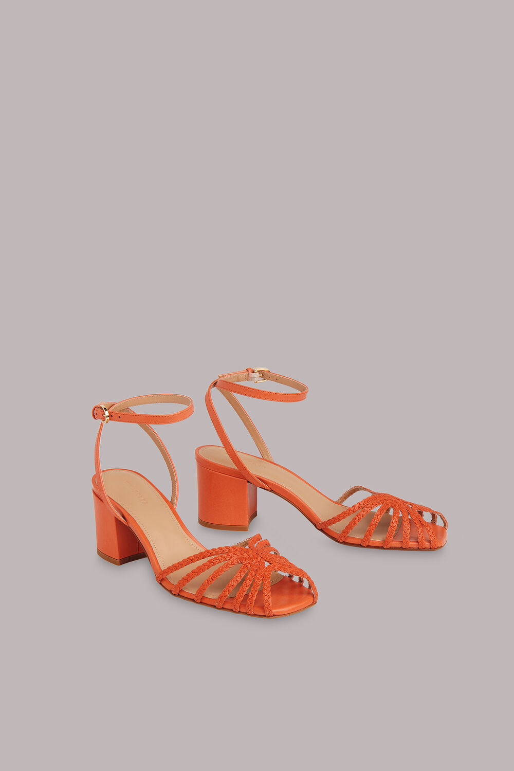Orange Blakely Plaited Heel Sandal