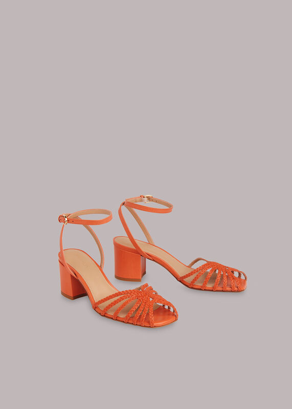 Orange Blakely Plaited Heel Sandal