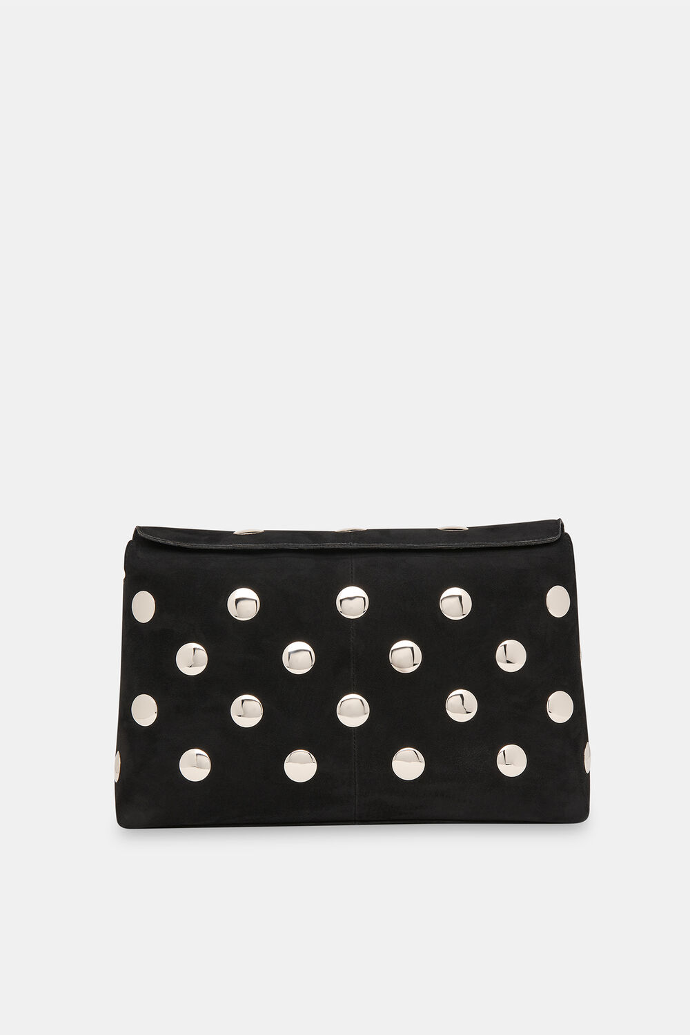 Black Fia Studded Foldtop Clutch Bag