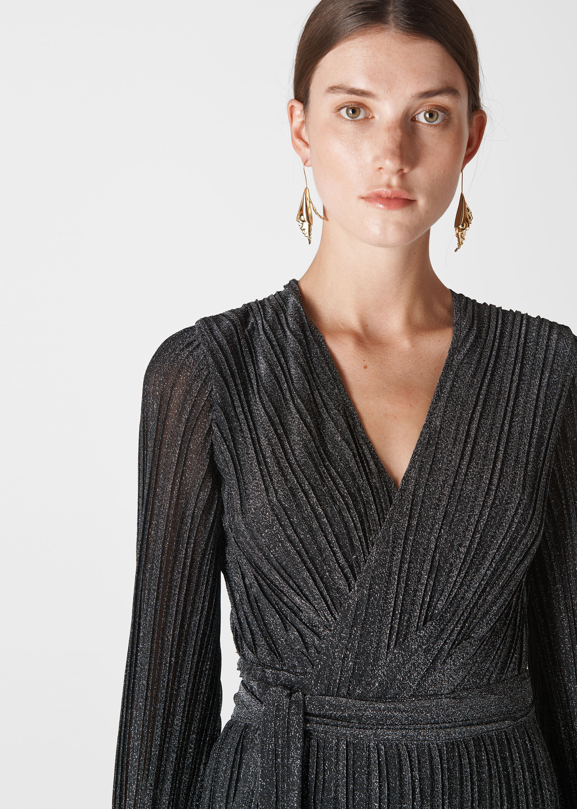 whistles black wrap dress