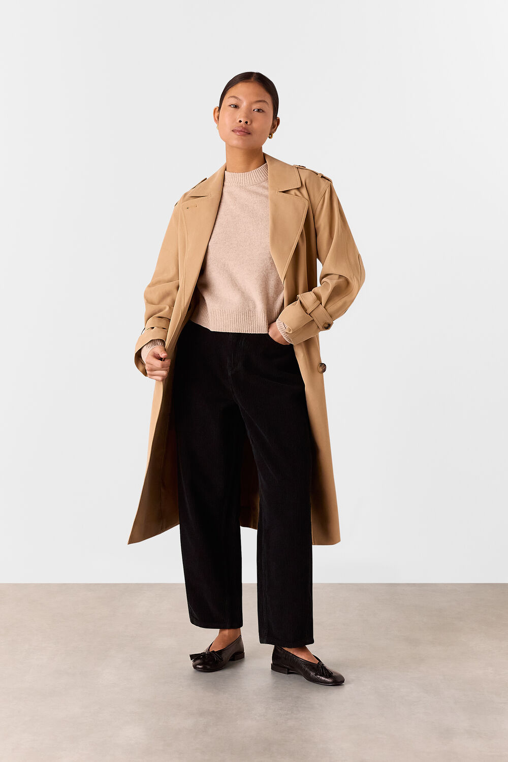 Petite High Waist Cord Barrel Jean