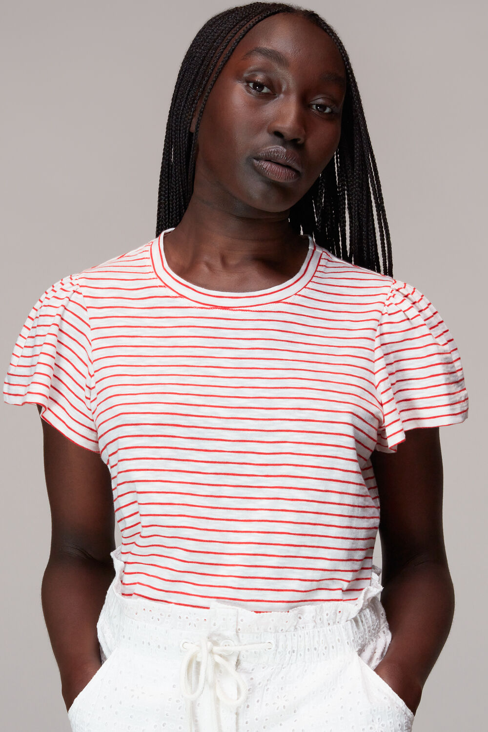 Cotton Frill Stripe T Shirt