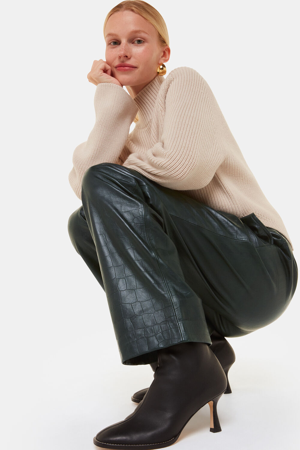 Delia Croc Leather Trouser