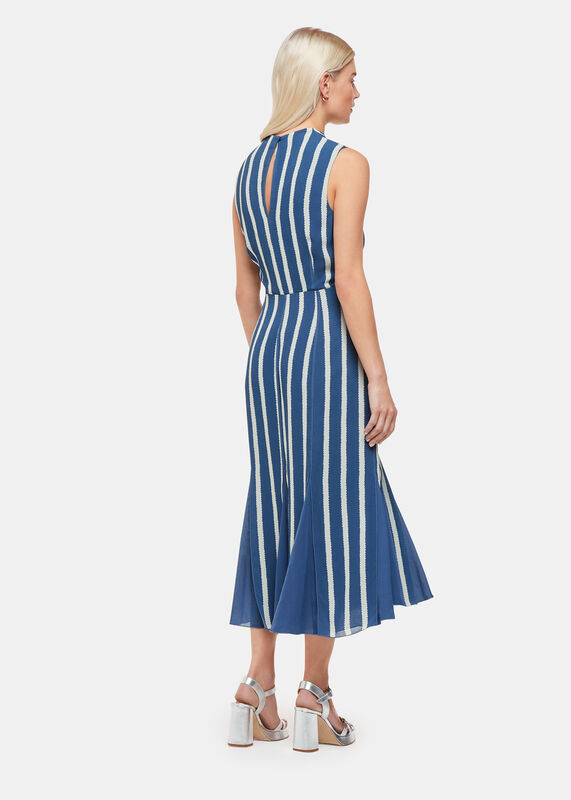 Blue Petite Eliza Stripe Print Midi Dress
