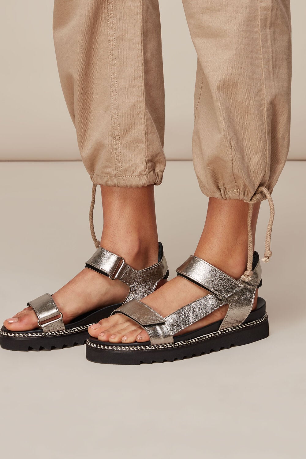 Noah Sporty Velcro Sandal Pewter