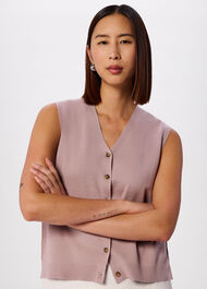 V Neck Button Front Knit Tank