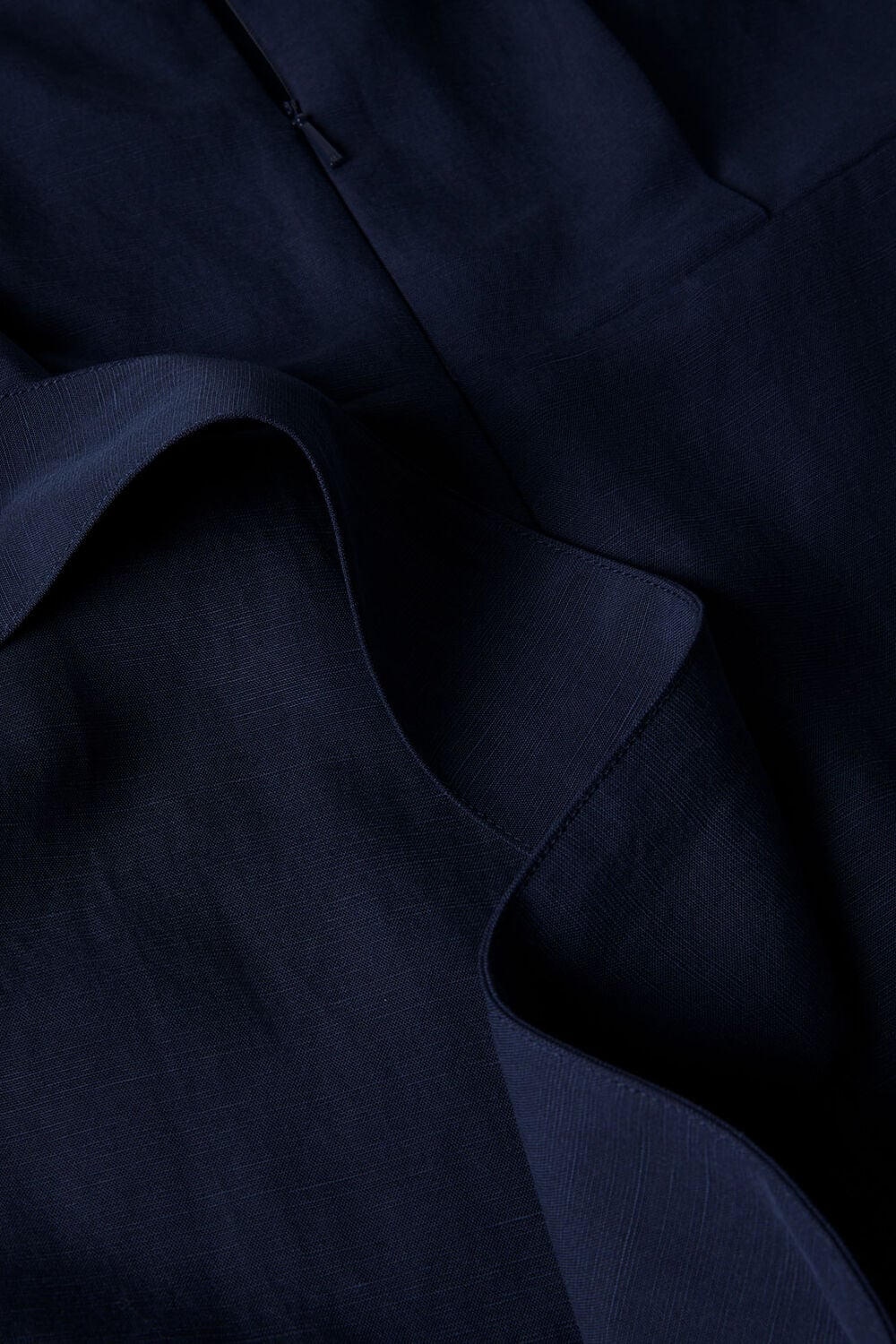 Navy Linen Blend Tie Waist Jumpsuit