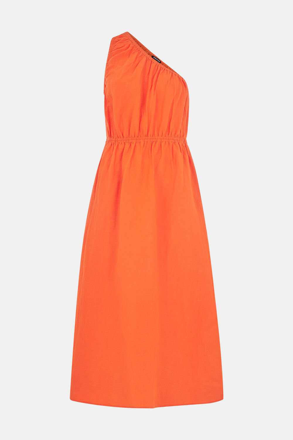One Shoulder Linen Blend Dress