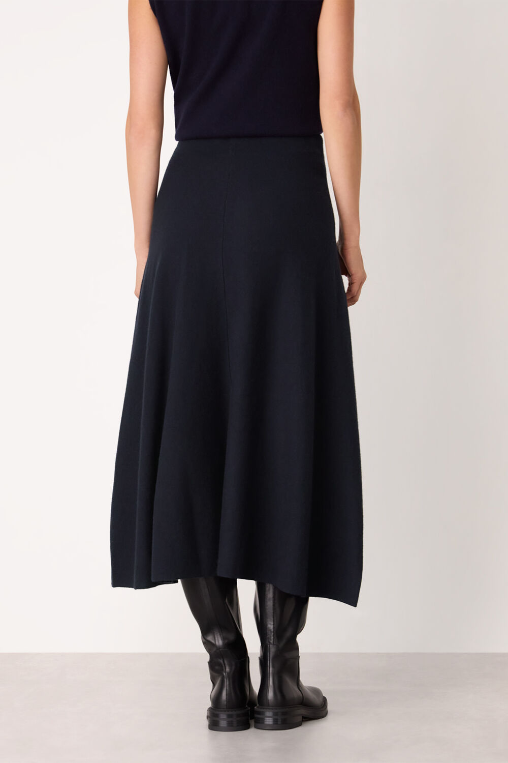Navy Knitted Midi Skirt