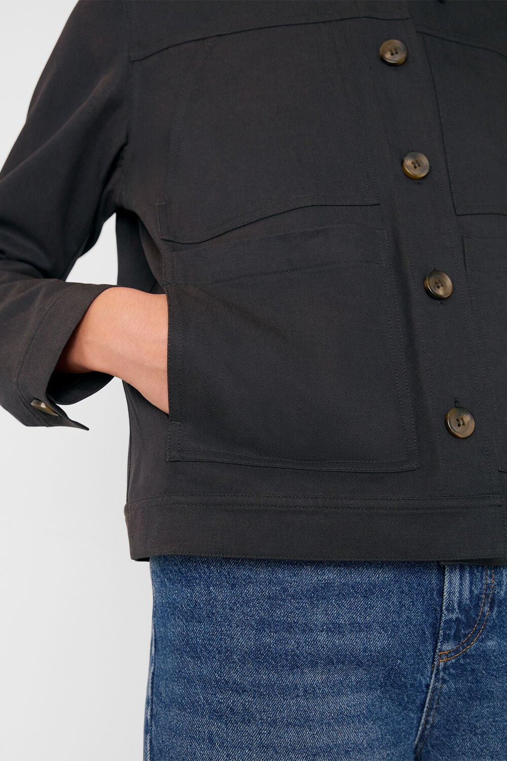 Washed Black Mia Pocket Detail Jacket
