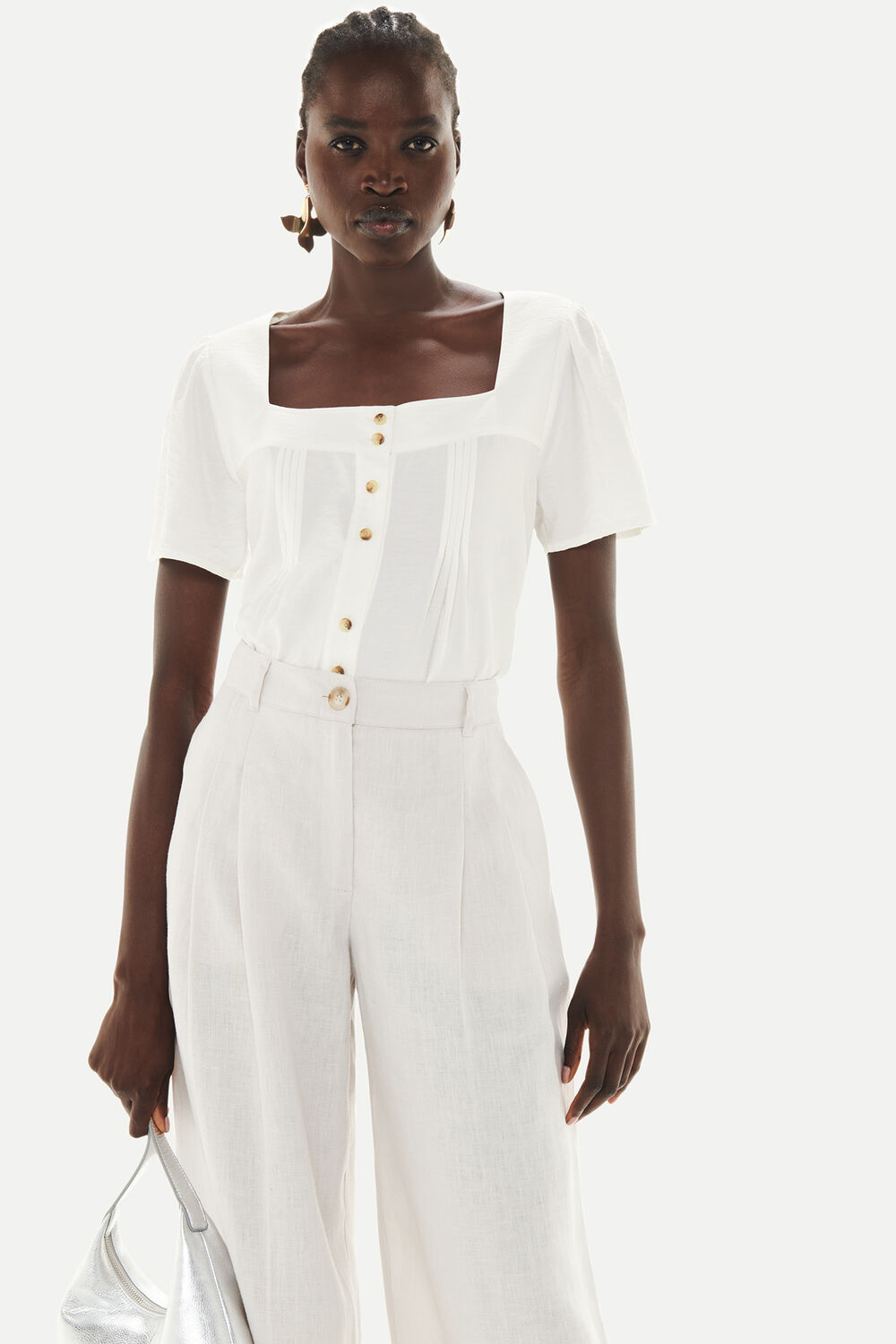 White Lily Square Neck Blouse
