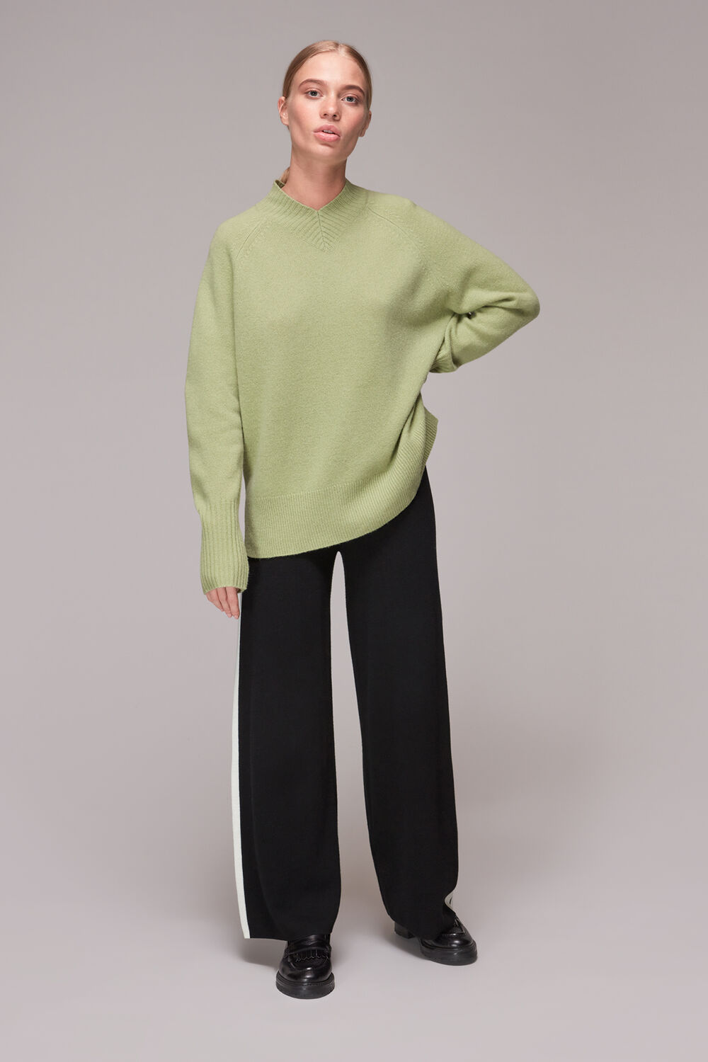 Black Knitted Side Stripe Pants&nbsp;