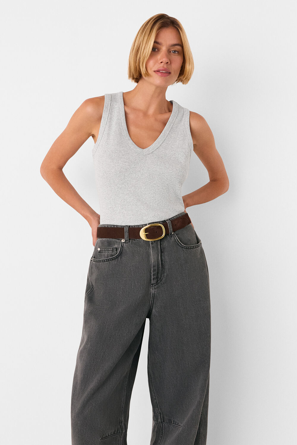 Grey Marl Ellis V Neck Jersey Vest
