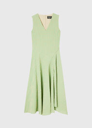 Check V Neck Asymmetric Dress