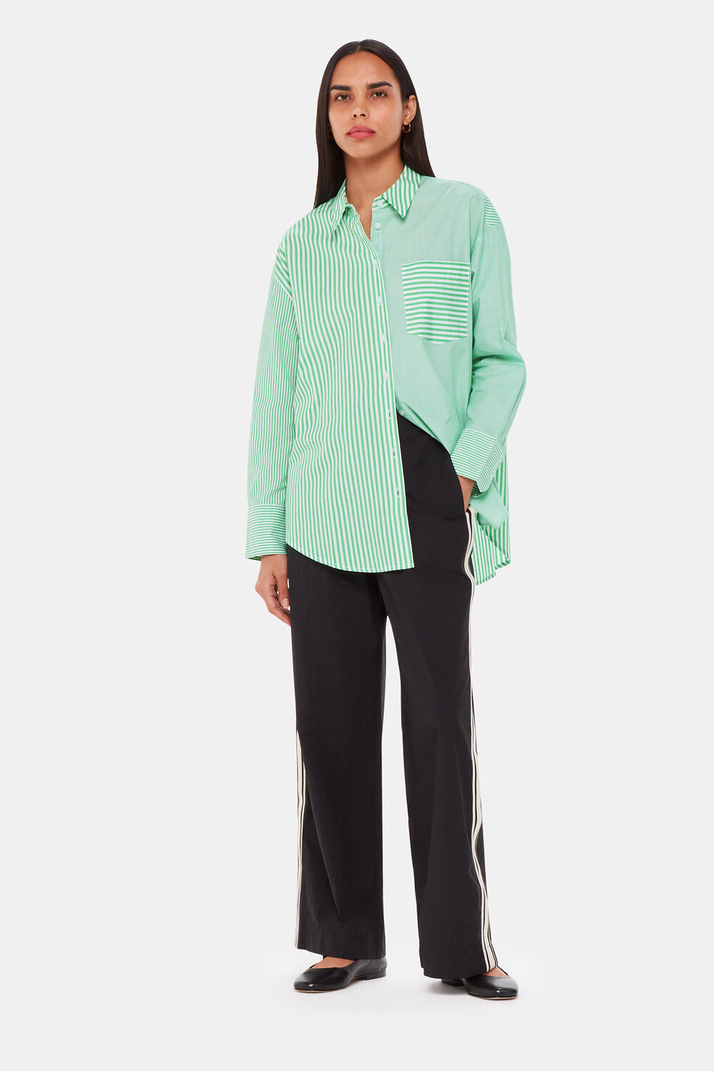 Green Millie Stripe Oversized Shirt