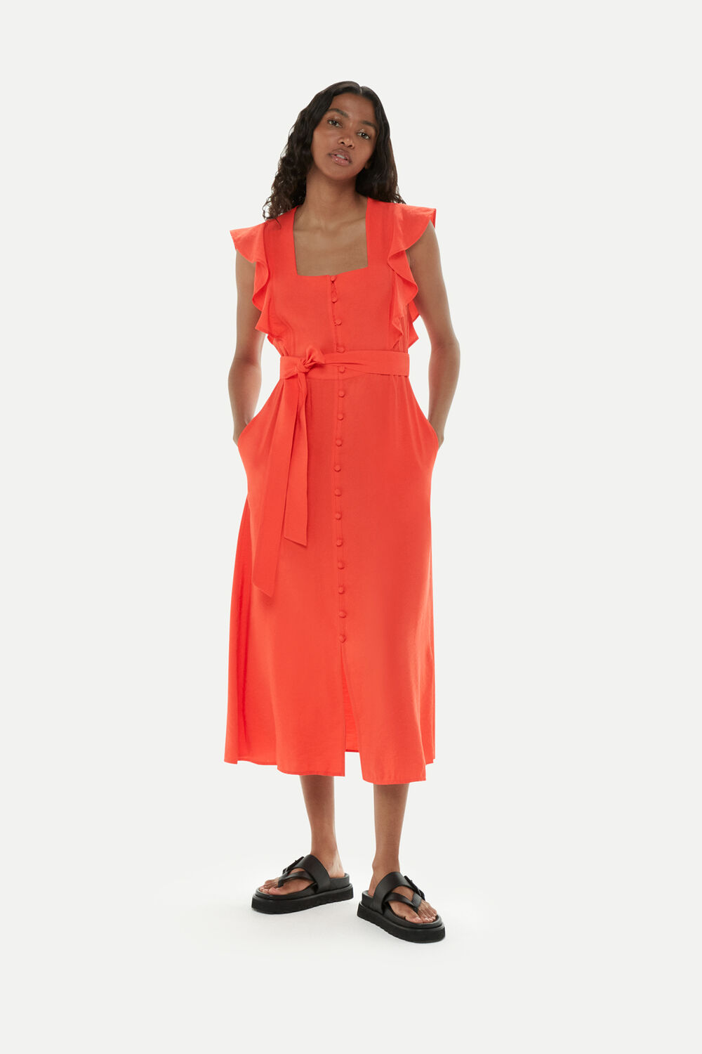 Sophie Frill Sleeve Midi Dress