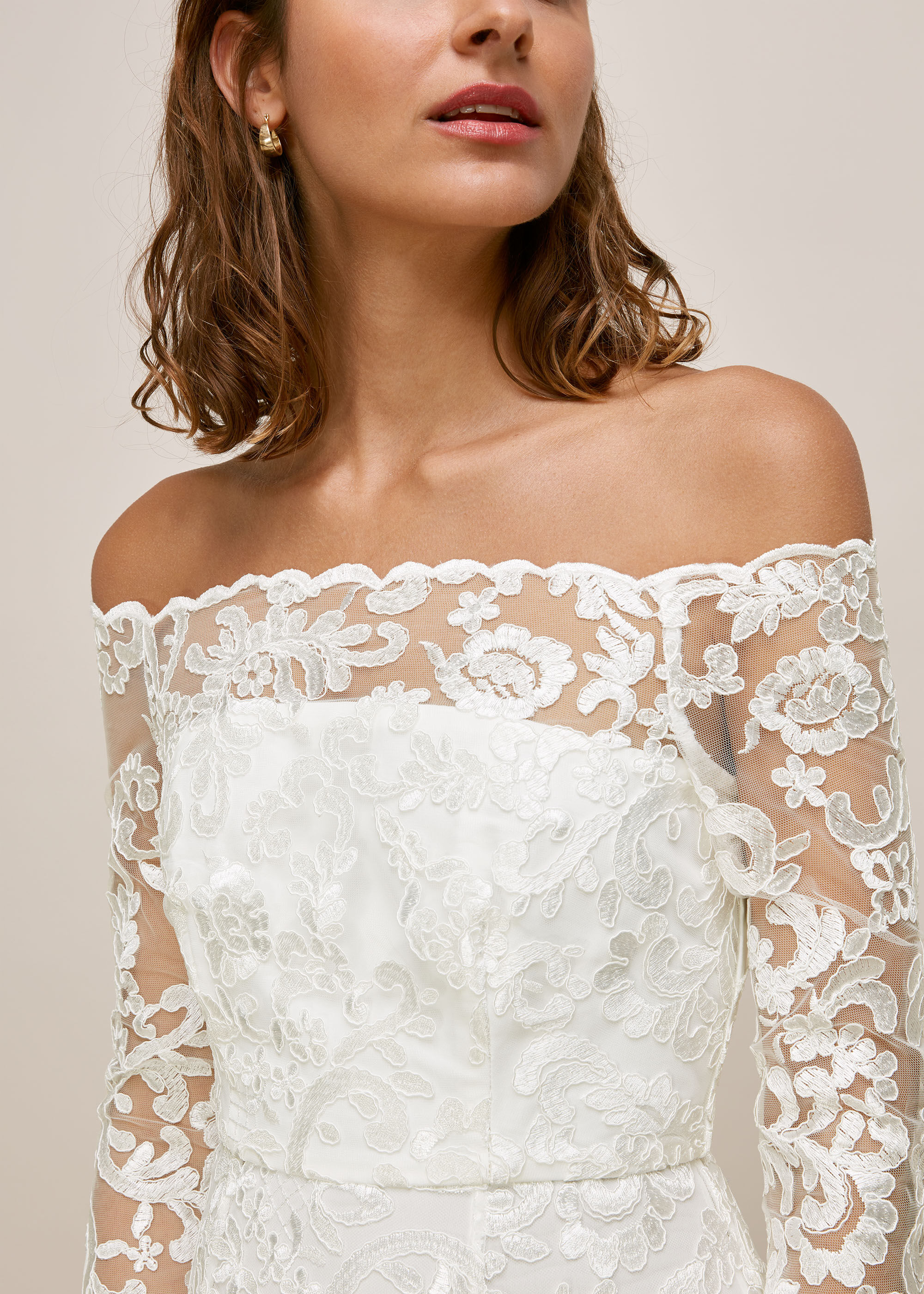 Bardot short wedding dress clearance