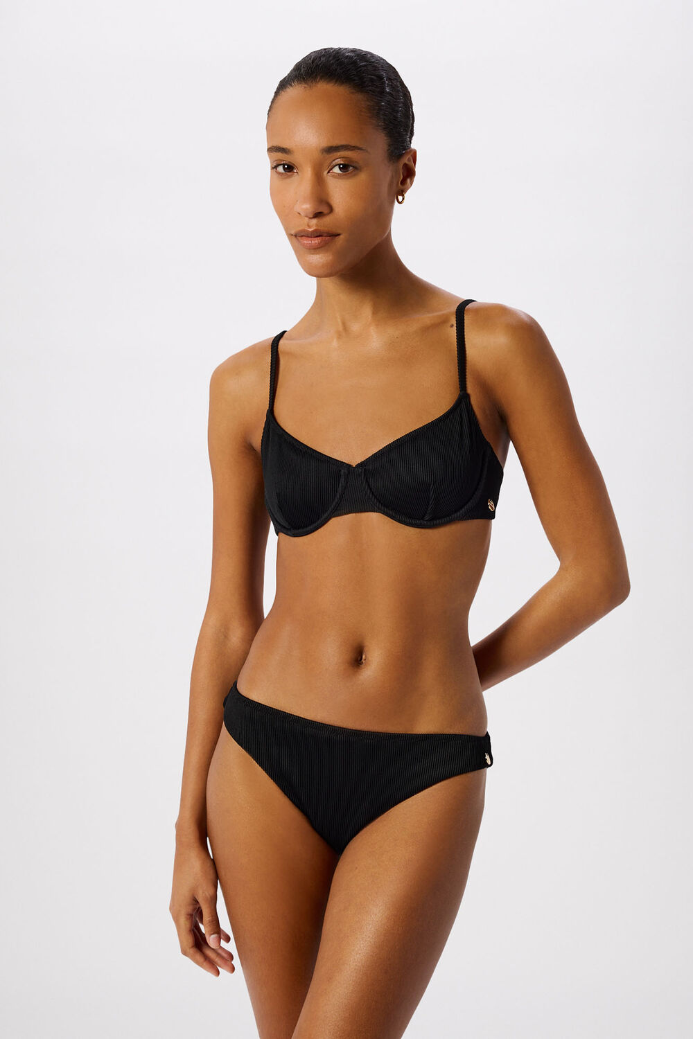Black Ribbed Basic Bikini Bottom