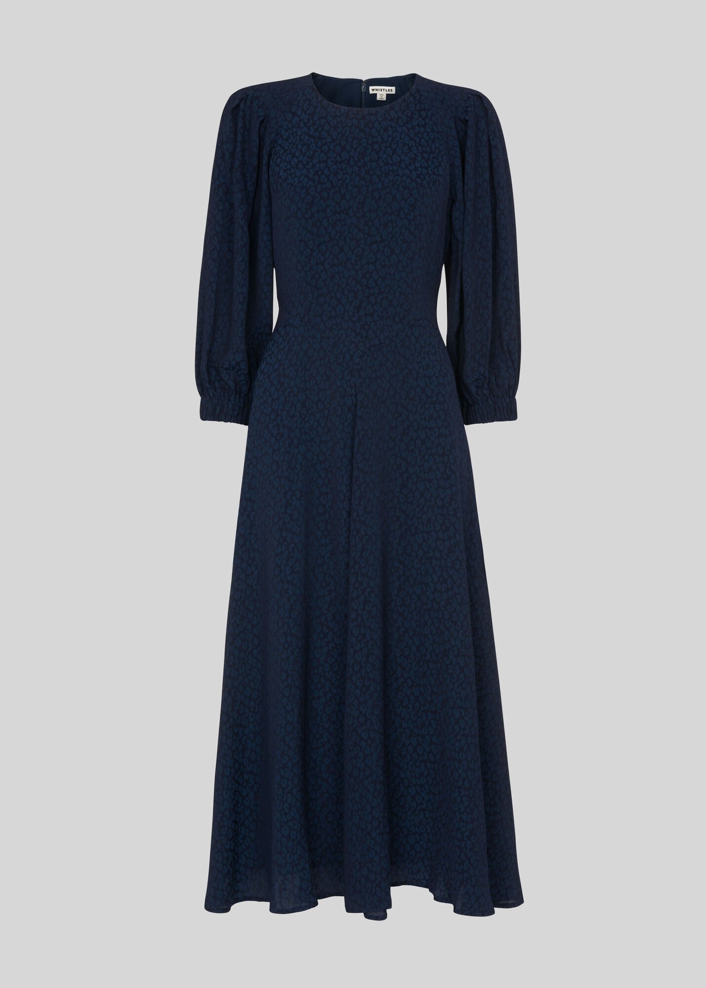 Navy Fay Animal Jacquard Midi Dress | WHISTLES | Whistles US