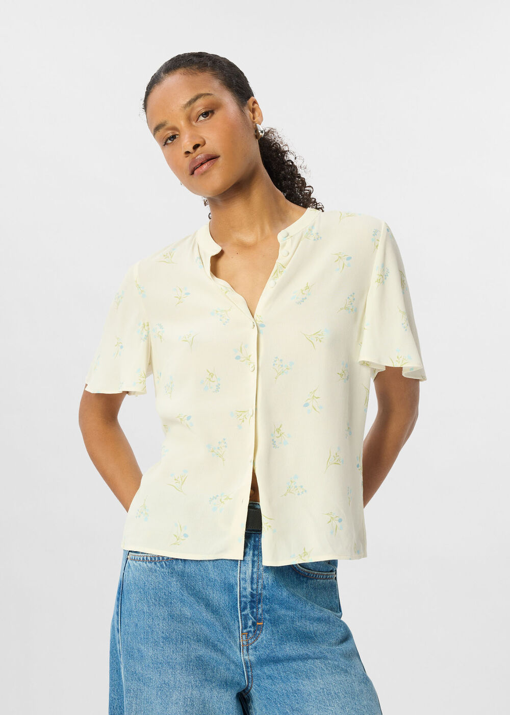 Floral Button Front Shirt