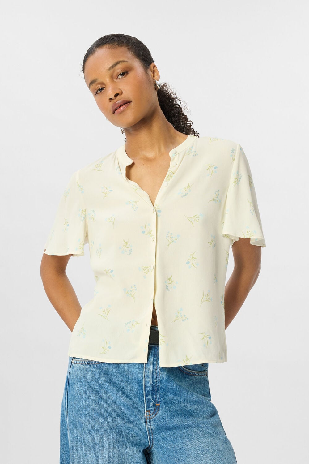 Floral Button Front Shirt