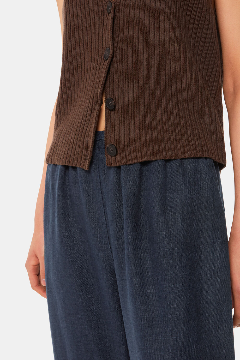 Navy Elasticated Linen Pants&nbsp;
