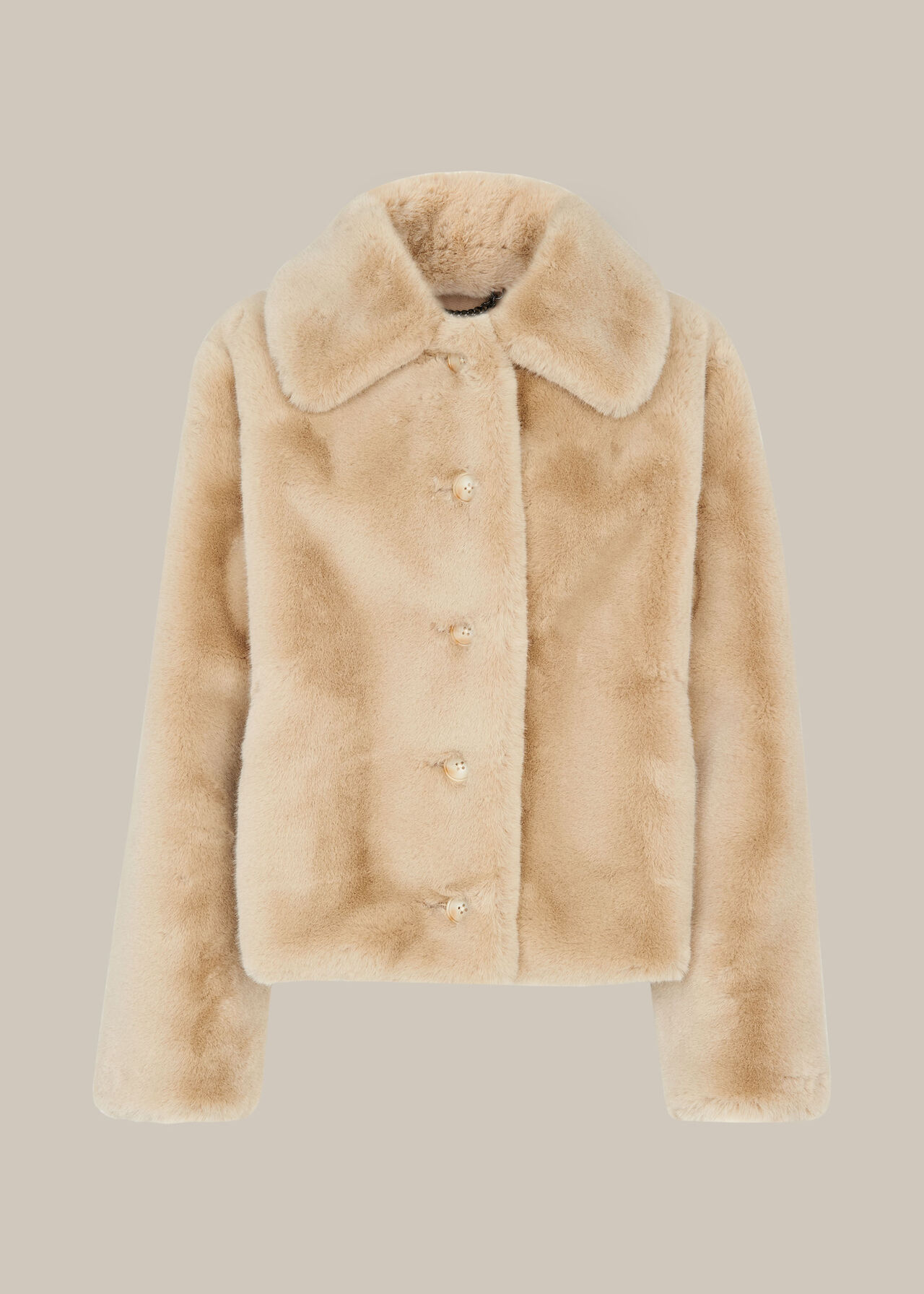 Neutral Short Faux Fur Coat | WHISTLES