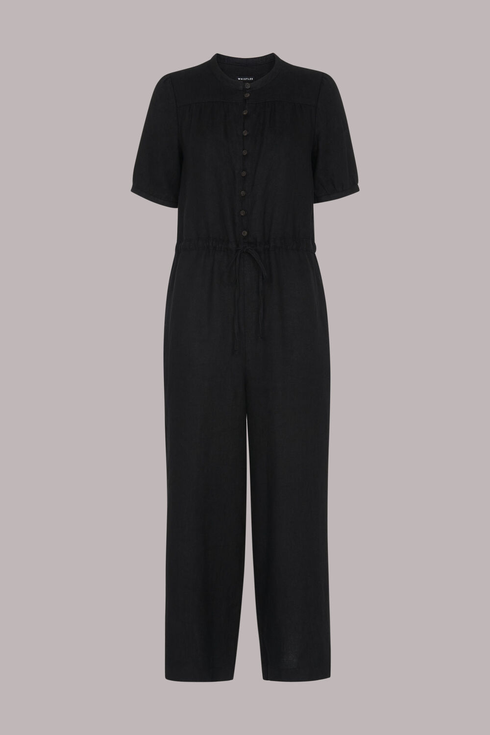 Button Front Linen Jumpsuit