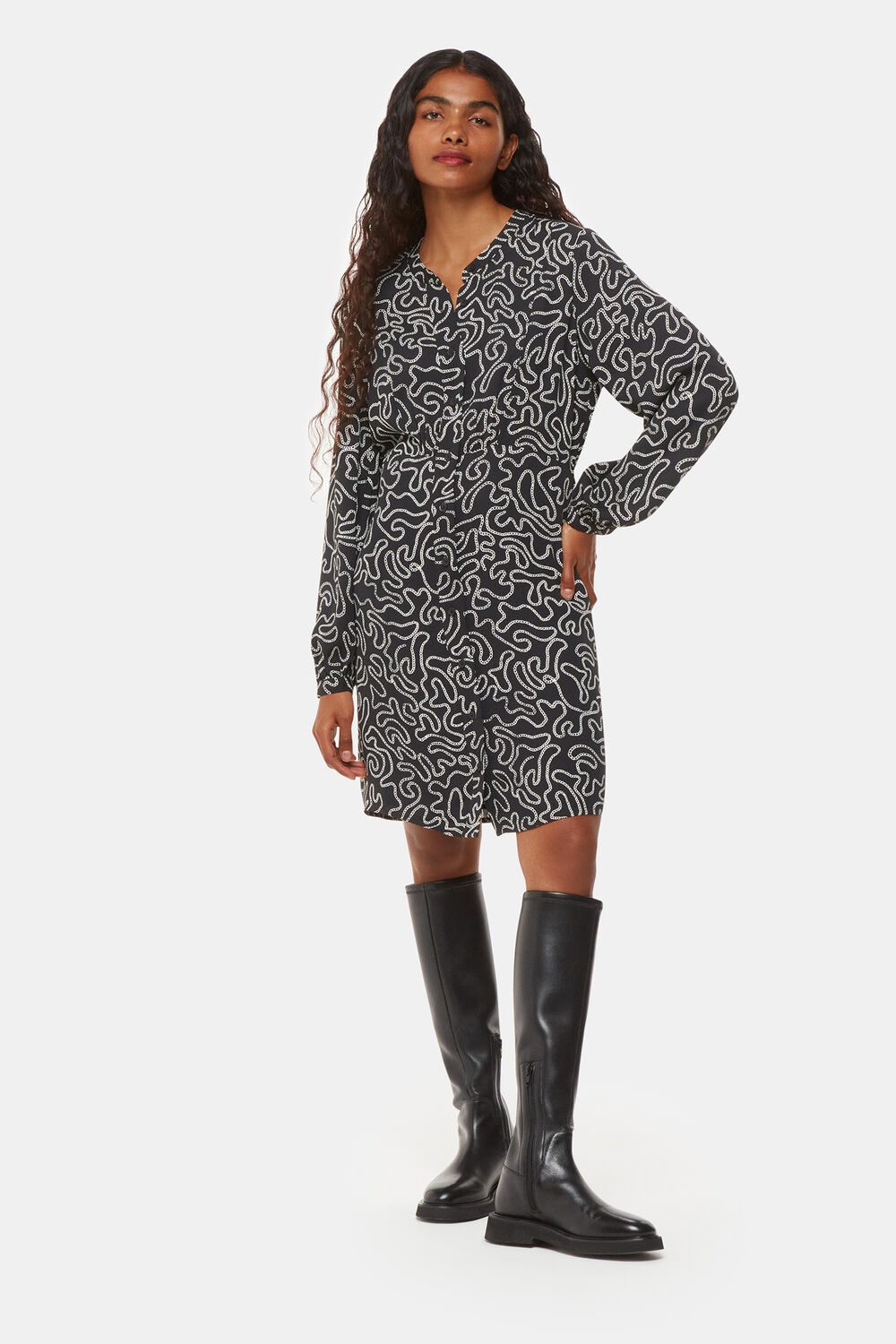 Black Petite Chain Print Flippy Dress