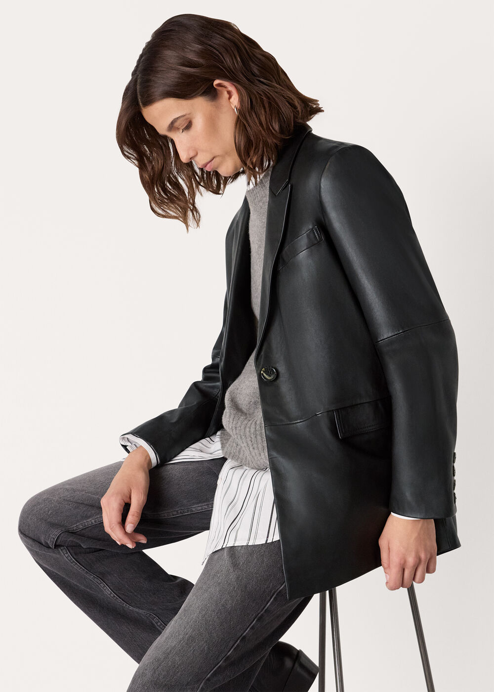 Stina Leather Blazer