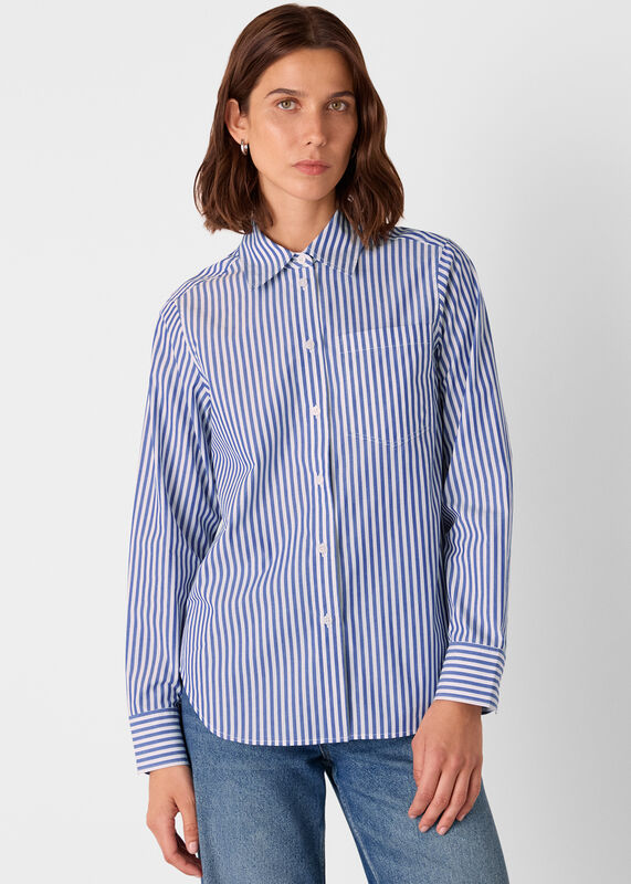 Blue Relaxed Fit Stripe Shirt