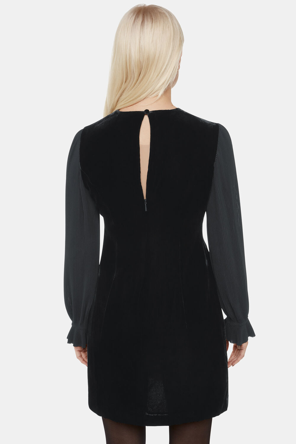 Petite Velvet Pleat Sleeve Mini Dress
