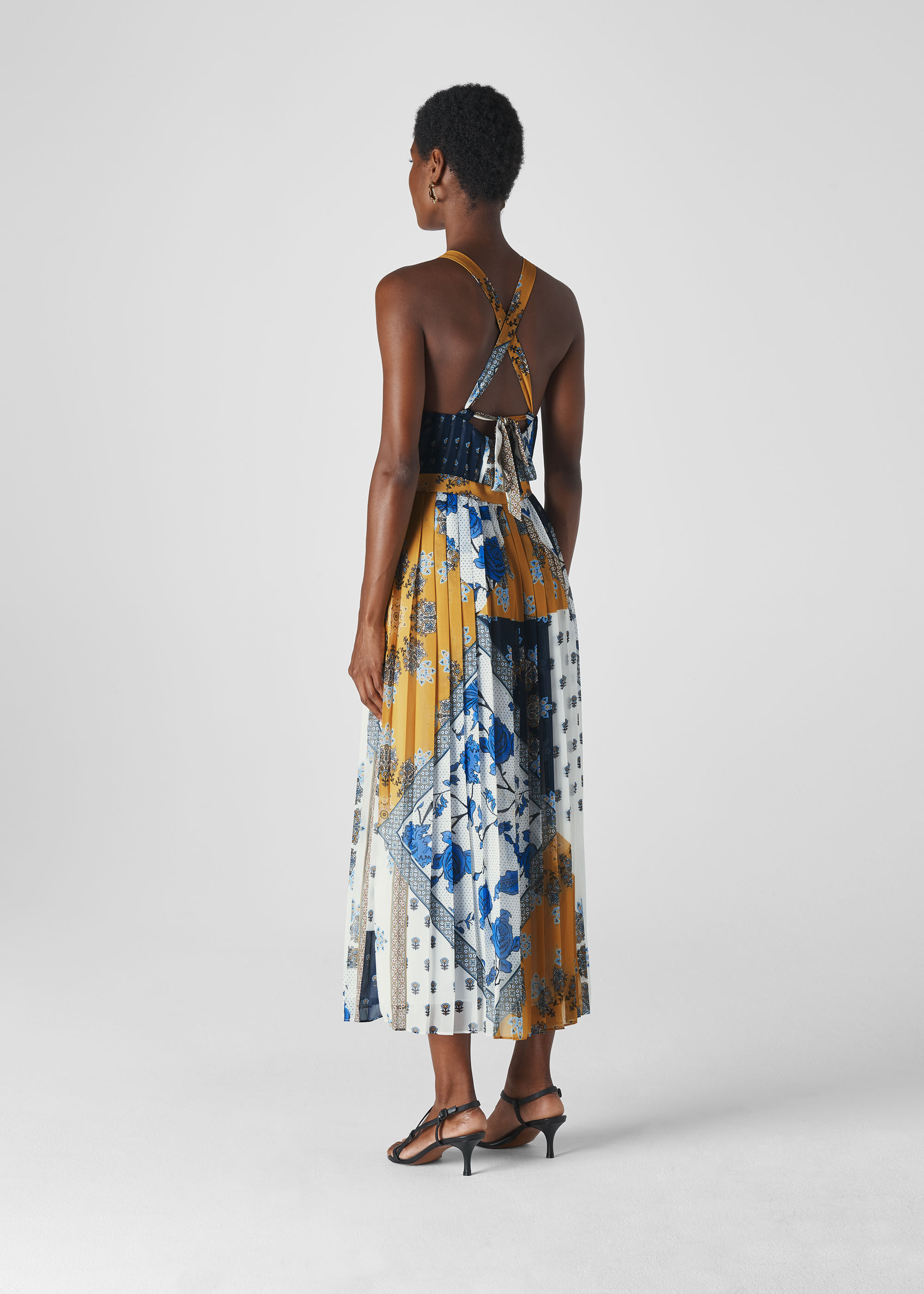 pleated patchwork dress