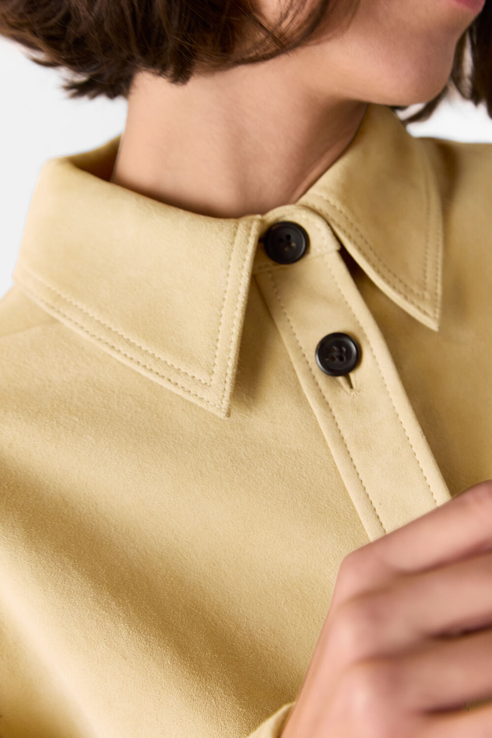 Neutral Sam Suede Leather Overshirt