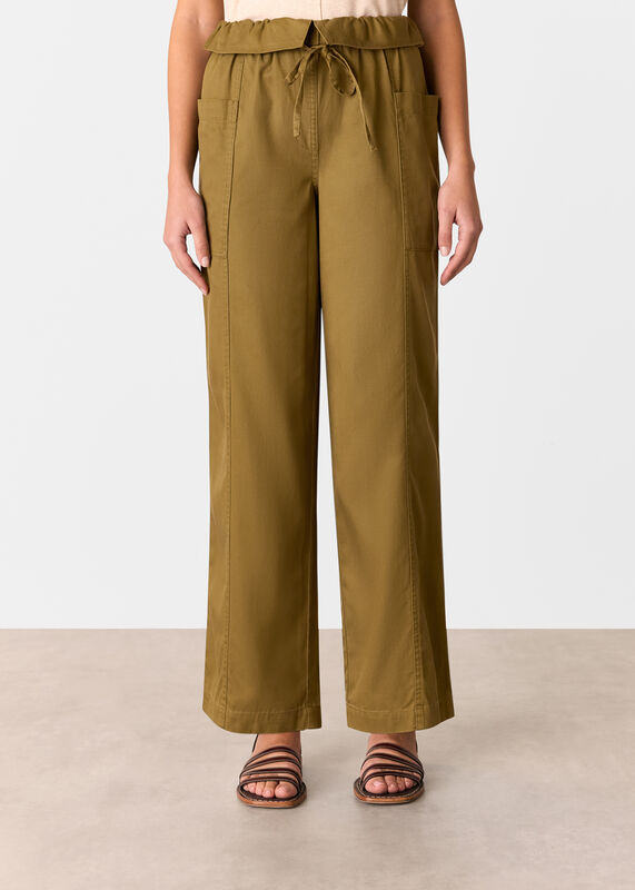 Khaki Paper Bag Waistband Pants
