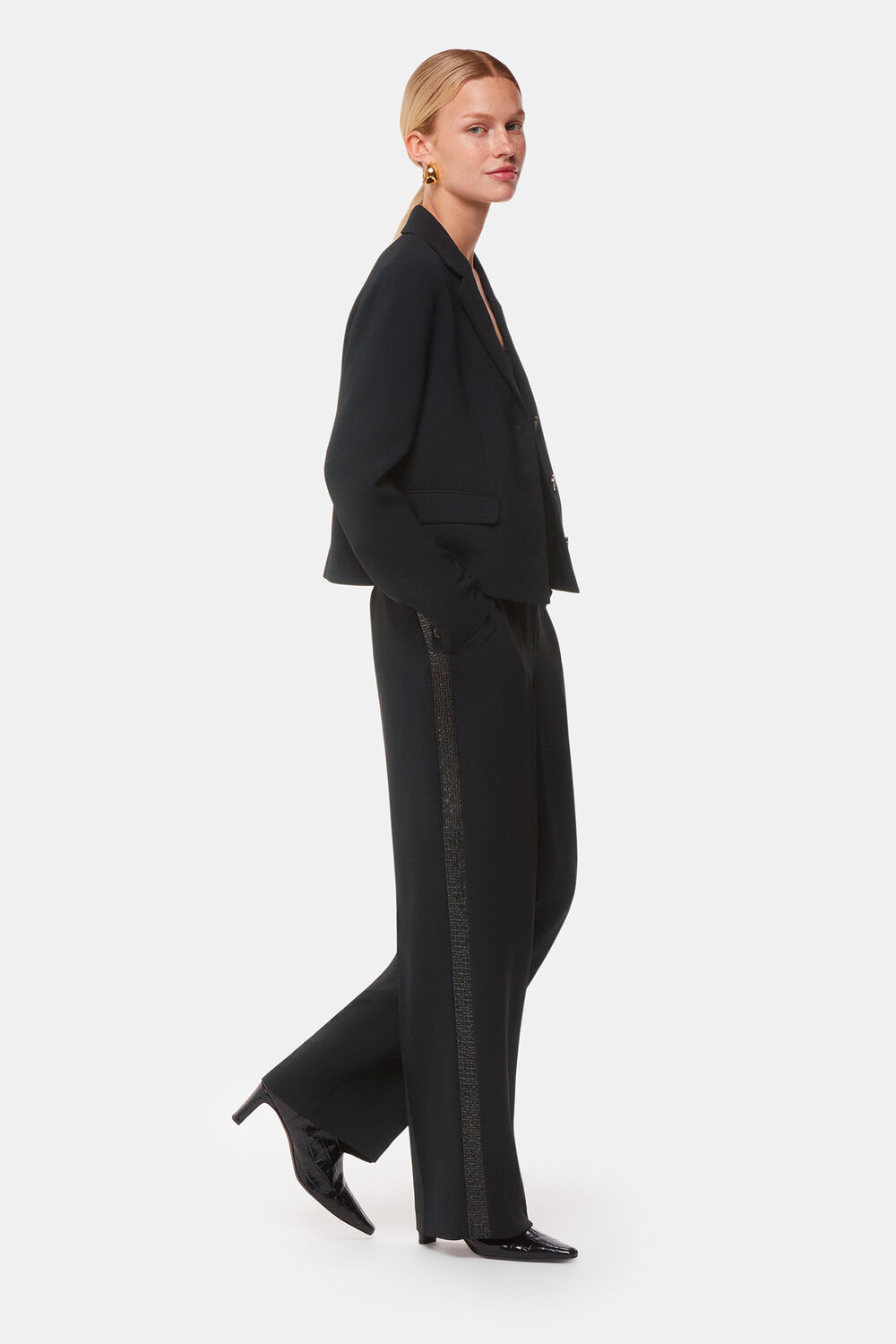 Black Quinn Sequin Stripe Pants&nbsp;