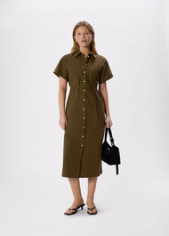 Cut Out Back Poplin Midi Dress