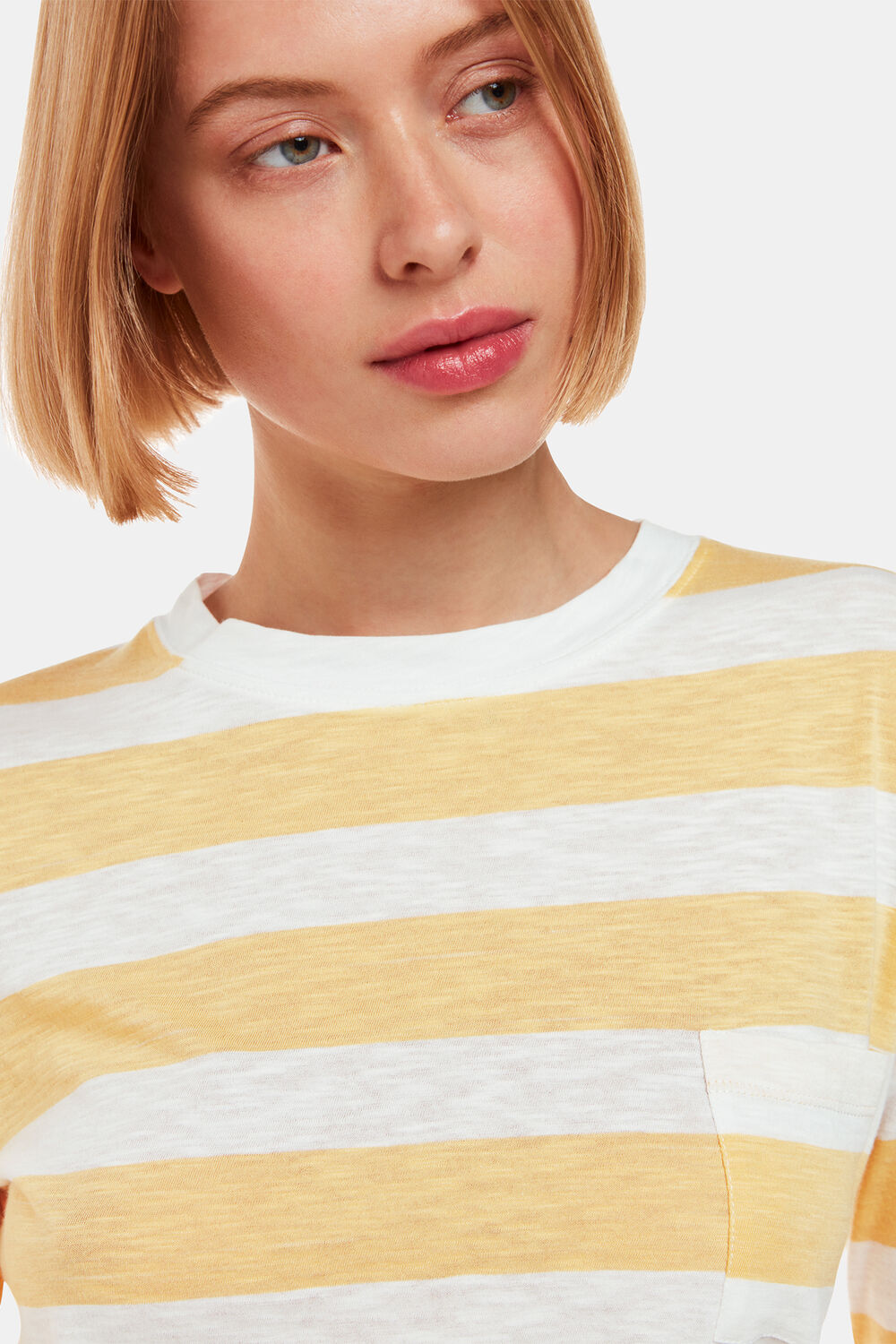 Crew Neck Stripe Pocket Top