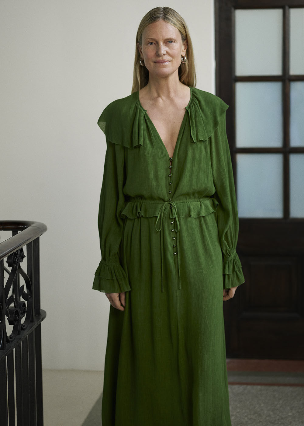Frill Boho Midi Dress