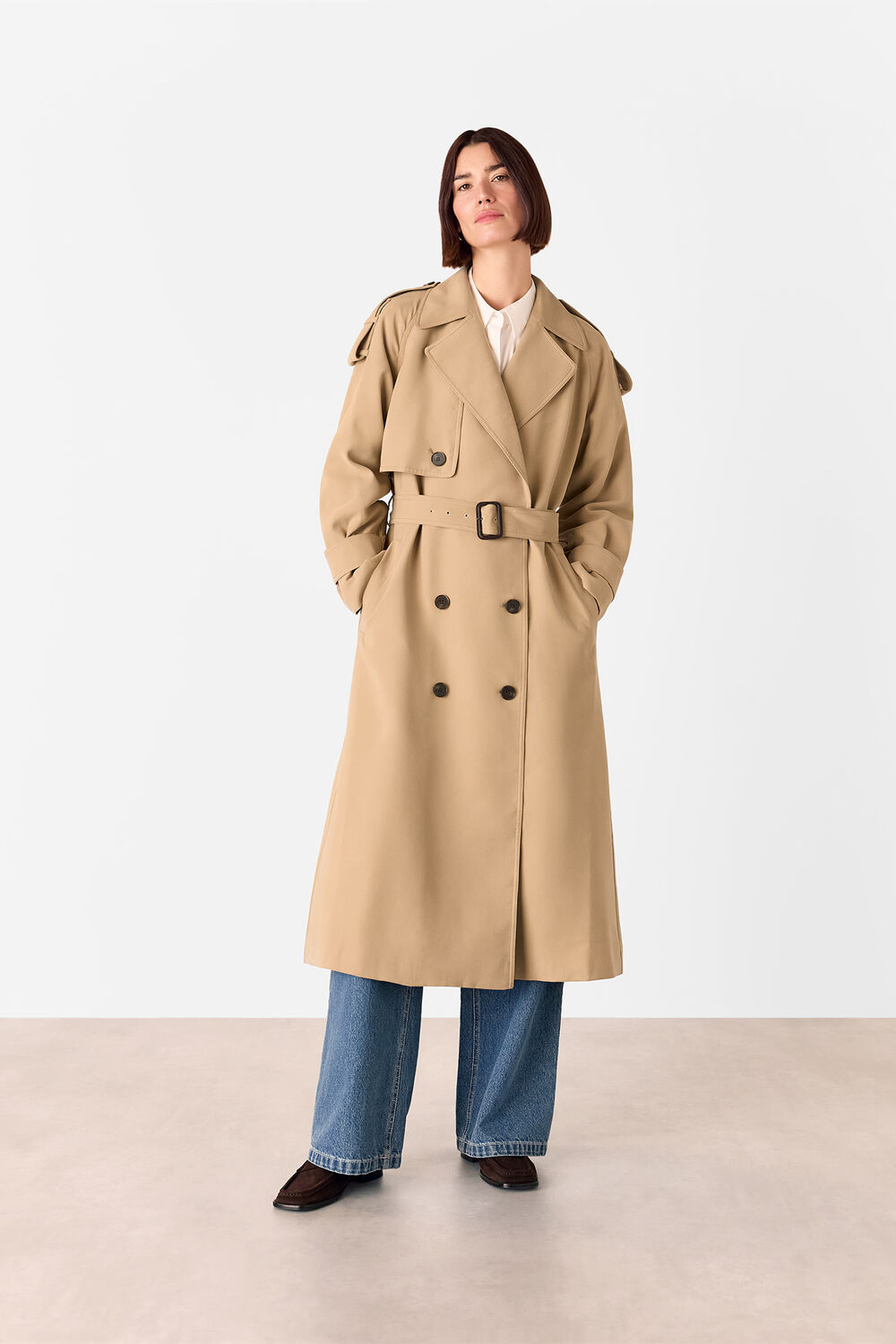 Neutral Soft Voluminous Trench Coat