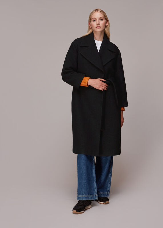 Massimo Dutti - - Flecked Wool Blend Robe Coat with Belt - Mink - Xs