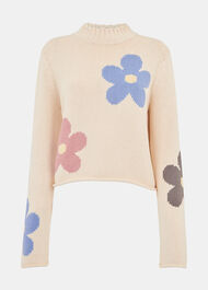 Flower Intarsia Cropped Knit