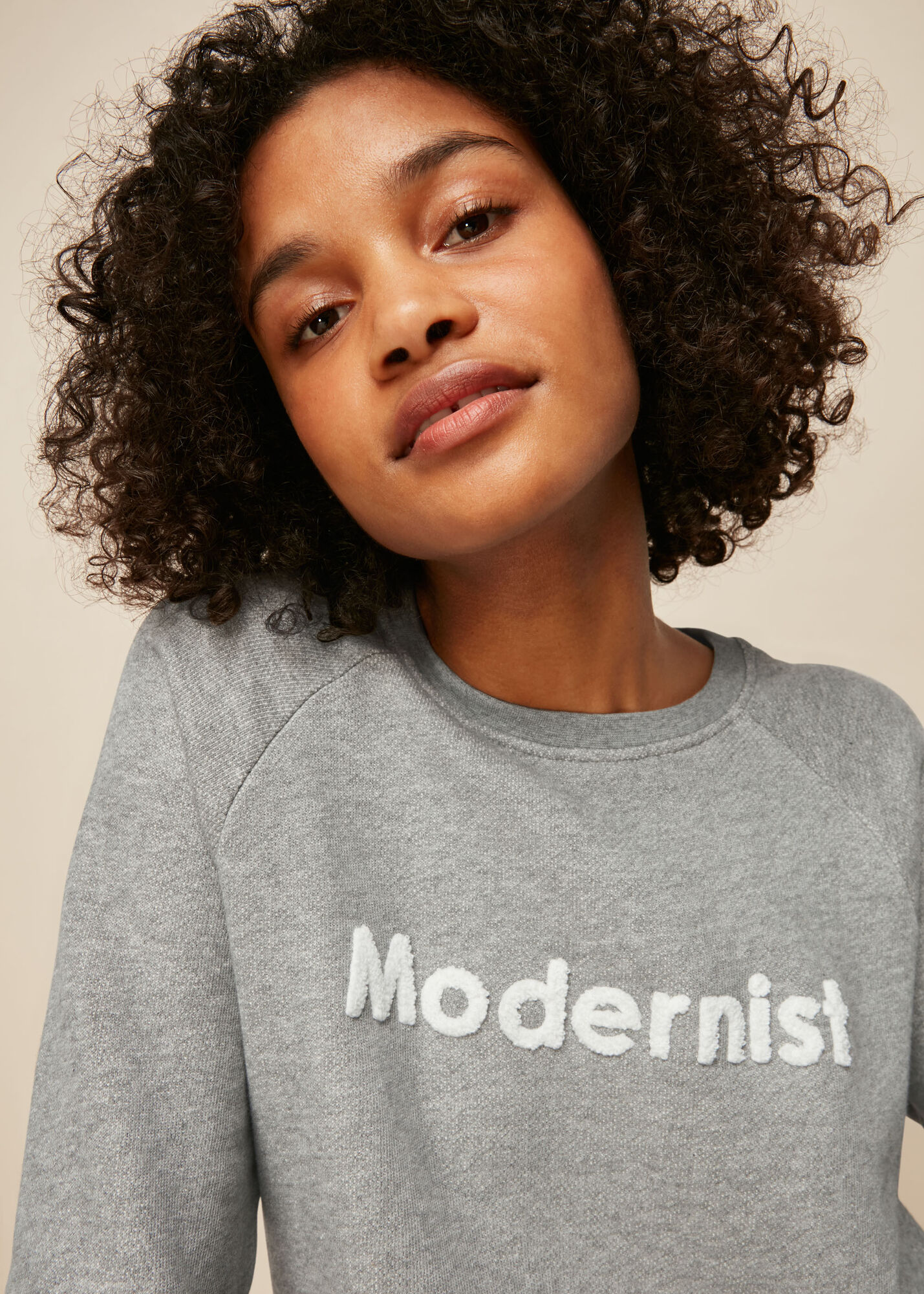 Grey Marl Modernist Logo Sweatshirt | WHISTLES