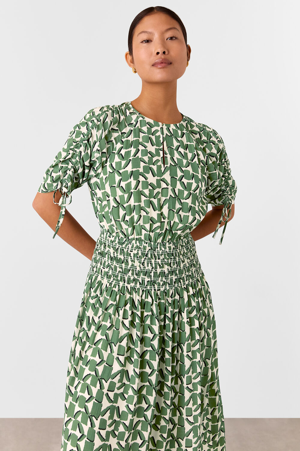Petite Abstract Squares Midi Dress