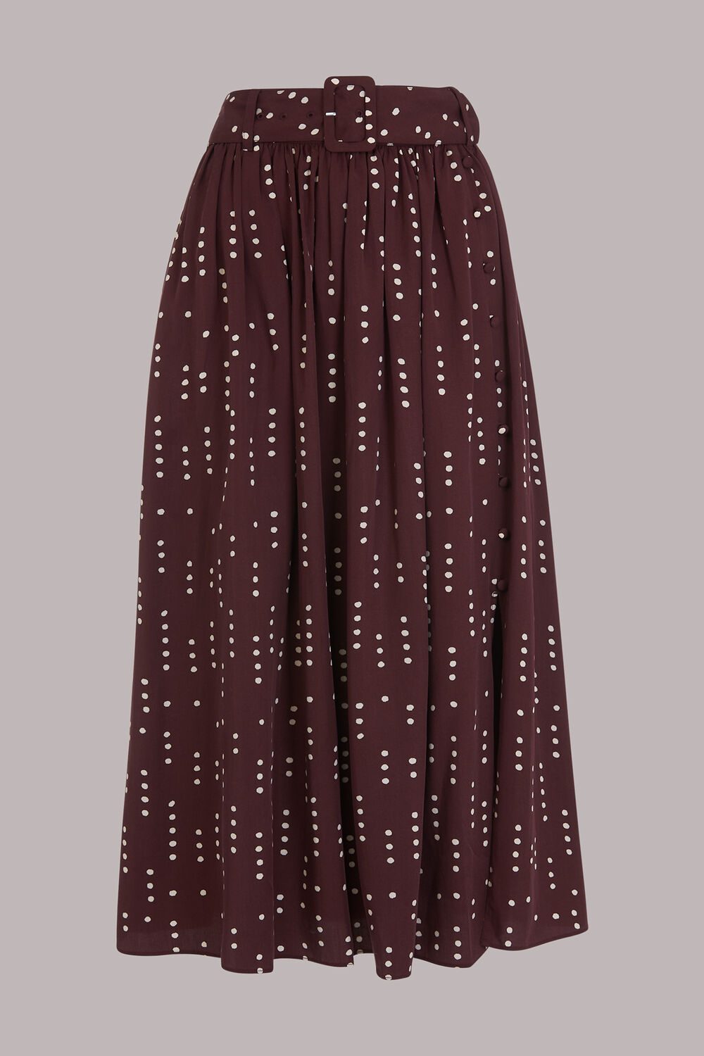 Dash Dot Belted Midi Skirt
